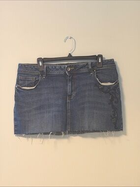 Sonoma Dark Blue Denim Mini Skirt with Embroidered Detail